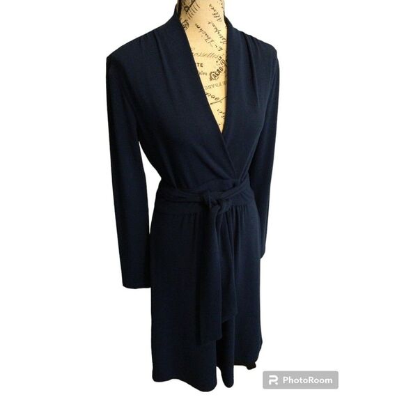 Cabi V-neck Wrap dark bluish green tie waist dress Small - Picture 1 of 11